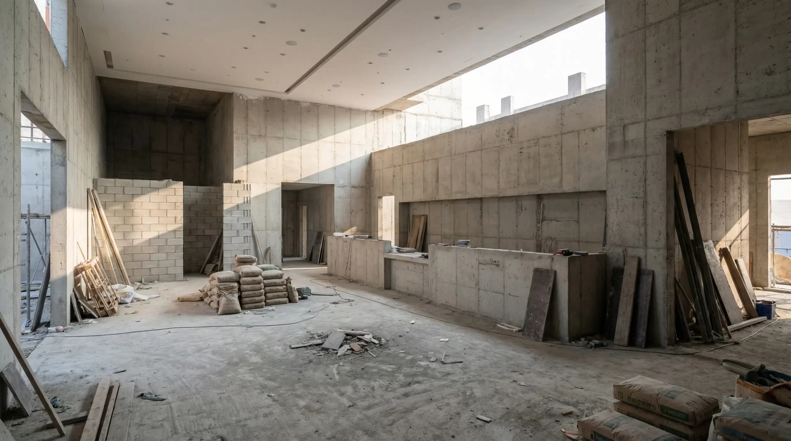 Antes de obra corporativa na recepção